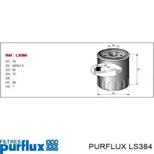 LS384 Purflux Масляный фильтр двигателя