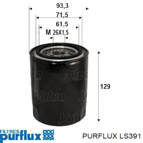 LS391 Purflux Масляный фильтр двигателя