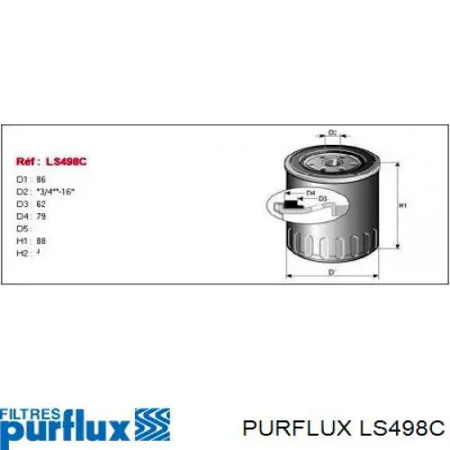 LS498C Purflux Масляный фильтр двигателя