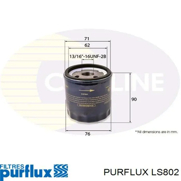 LS802 Purflux масляный фильтр