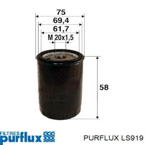 LS919 Purflux масляный фильтр
