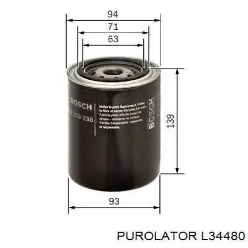L34480 Purolator Масляный фильтр двигателя