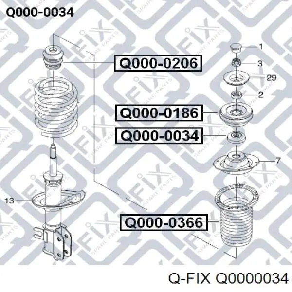 Опорный подшипник амортизатора Q0000034 Q-fix