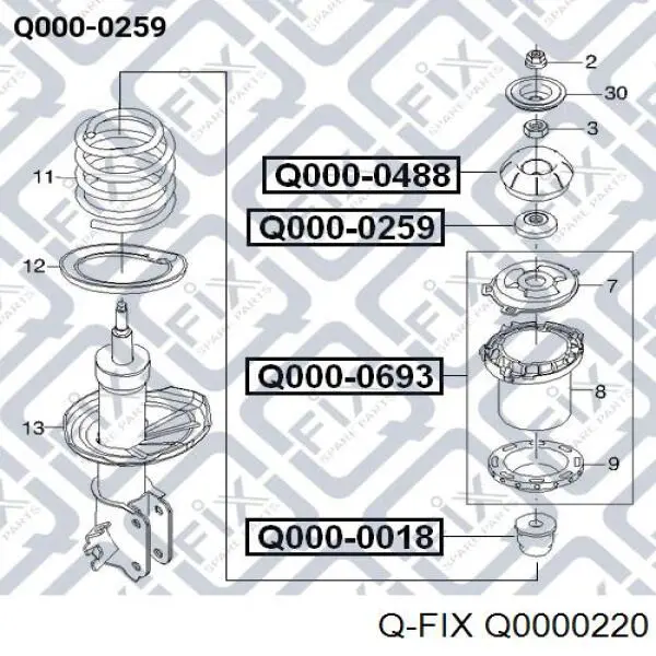 Q0000220 Q-fix Подшипник верхней опоры