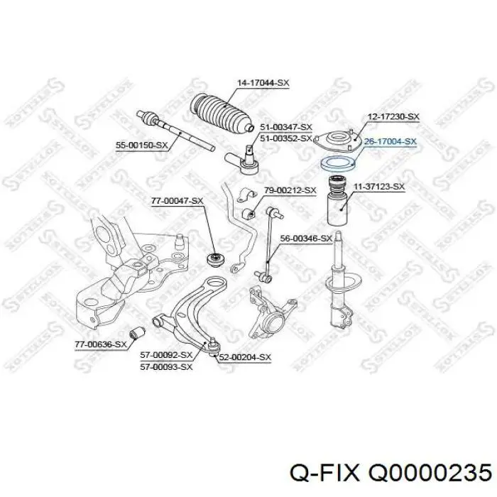 Підшипник опорний амортизатора, переднього Q0000235 Q-fix
