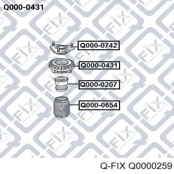 Підшипник опорний амортизатора, переднього Q0000259 Q-fix