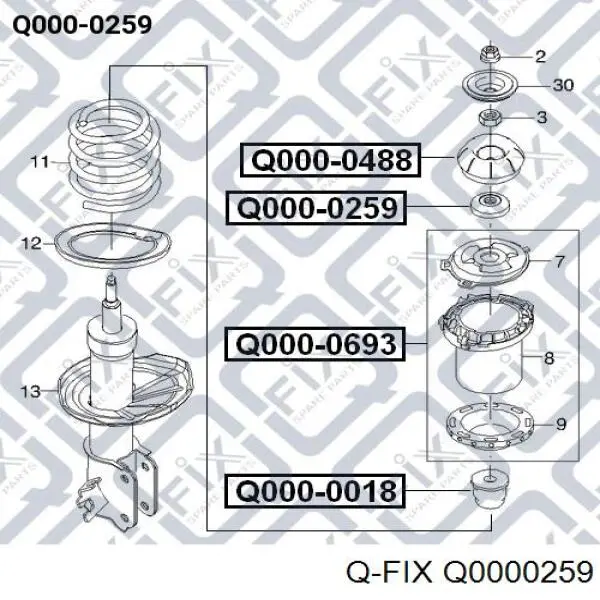 Опорный подшипник амортизатора Q0000259 Q-fix