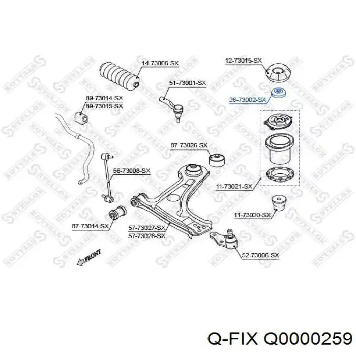 Підшипник опорний амортизатора, переднього Q0000259 Q-fix