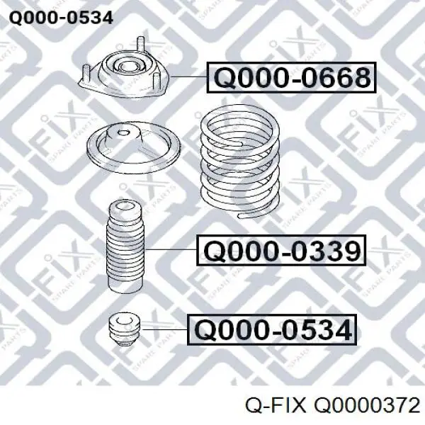 Q0000372 Q-fix Буфер (отбойник) амортизатора переднего + пыльник