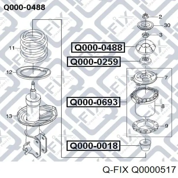 Q0000517 Q-fix Подушка амортизатора переднего