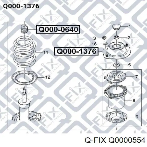Опора амортизатора переднего левого Q0000554 Q-fix