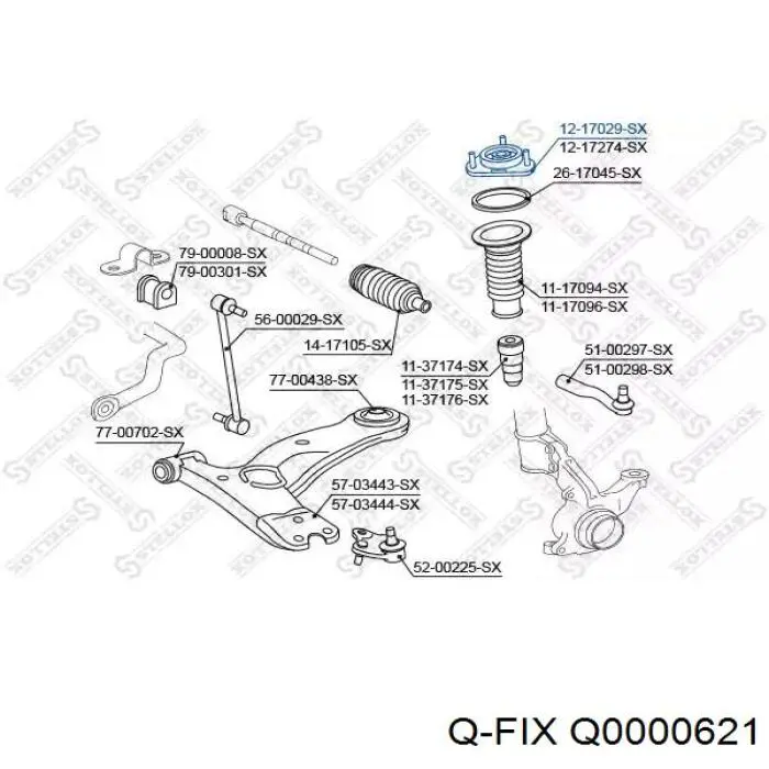 Опора стойки амортизатора переднего Q-fix Q0000621 цена, от 15.61 USD