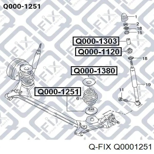 Проставка (резиновое кольцо) пружины задней нижняя Q0001251 Q-fix