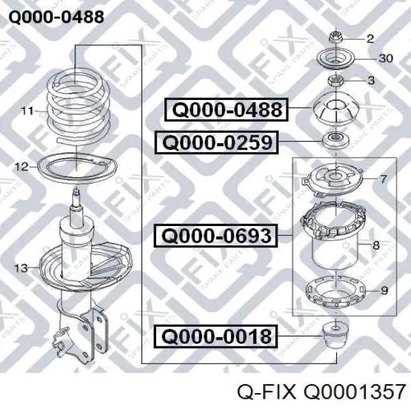 Q0001357 Q-fix Подушка амортизатора переднего