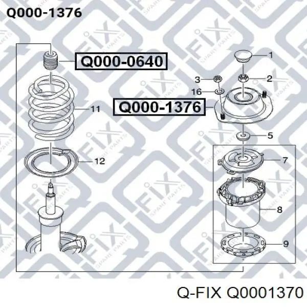Опора амортизатора переднего левого Q-fix Q0001370 цена, от 14.79 USD