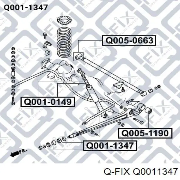 Сайлентблок заднего продольного рычага передний Q0011347 Q-fix