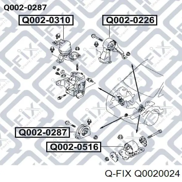 Q0020024 Q-fix Задняя подушка двигателя