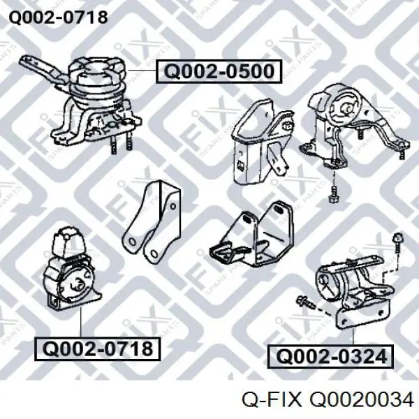 Купить Q0020034 Q-fix Подушка трансмиссии (опора раздаточной коробки)