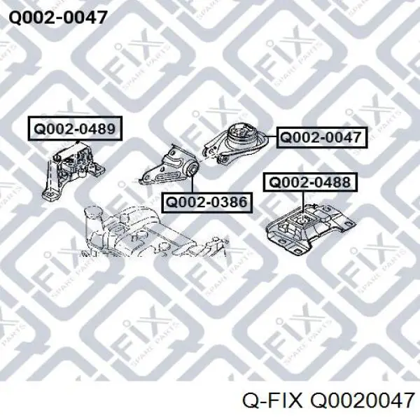 Подушка (опора) двигателя левая задняя Q0020047 Q-fix