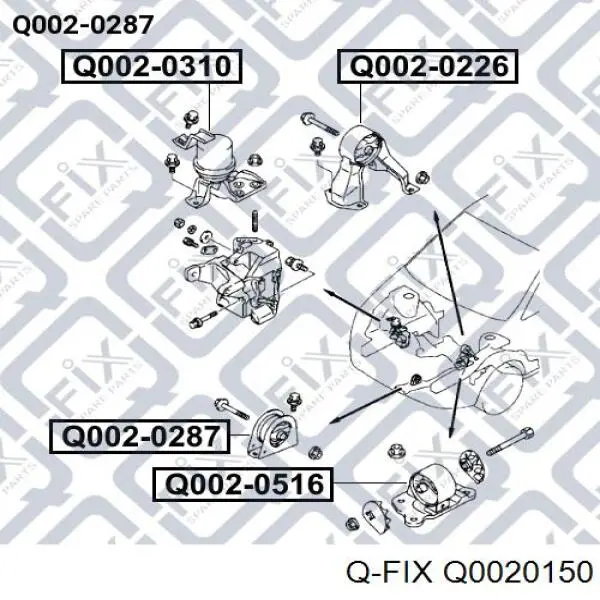 Подушка (опора) двигателя левая задняя Q-fix Q0020150 цена, от 10.65 USD