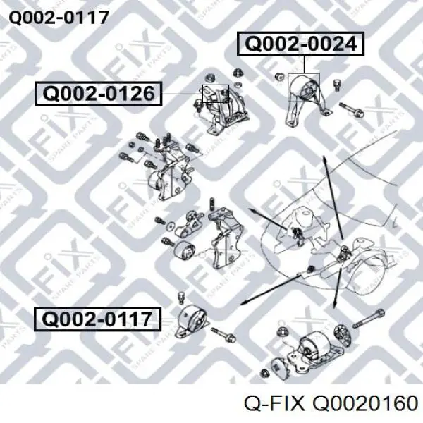 Задняя опора двигателя Q-fix Q0020160 цена, от 14.16 USD