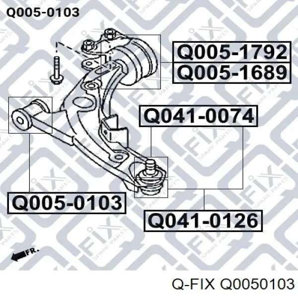 Сайлентблок переднего нижнего рычага Q0050103 Q-fix