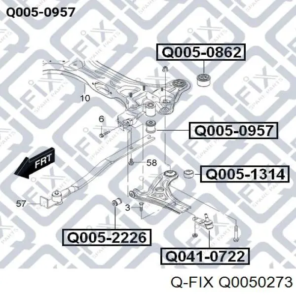 Купить Q0050273 Q-fix Сайлентблок заднего поперечного рычага наружный