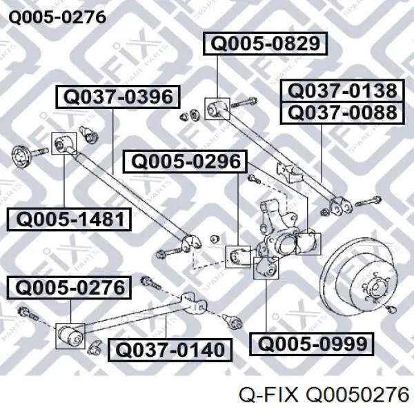 Сайлентблок заднего продольного рычага передний Q0050276 Q-fix