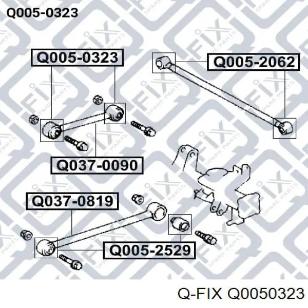 Сайлентблок заднего продольного верхнего рычага Q0050323 Q-fix