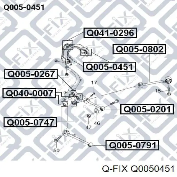 Q0050451 Q-fix Полиуретановый сайлентблок заднего верхнего рычага