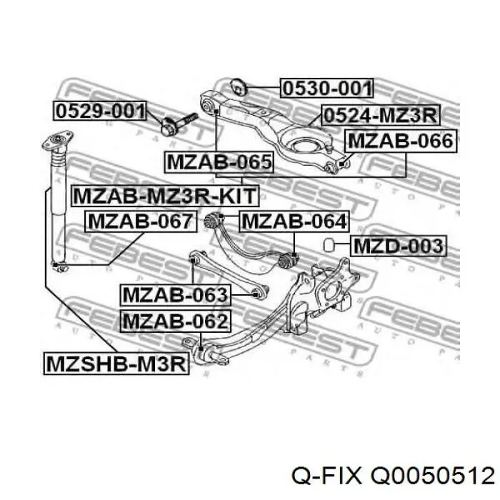 Сайлентблок заднего нижнего рычага Q-fix Q0050512