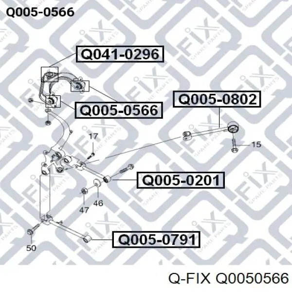 Q0050566 Q-fix bloco silencioso do braço oscilante superior traseiro