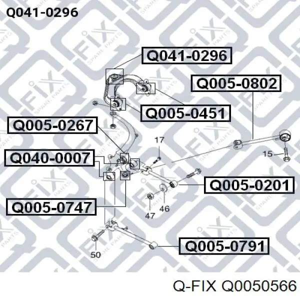 Q0050566 Q-fix Полиуретановый сайлентблок заднего верхнего рычага
