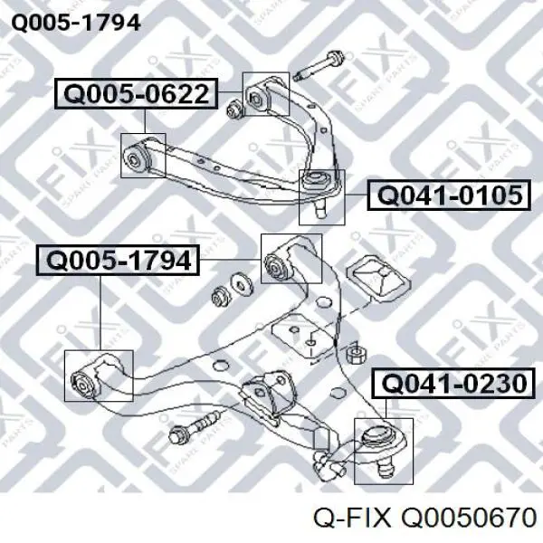 Сайлентблок переднего рычага Q0050670 Q-fix
