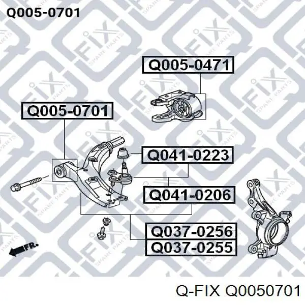 Сайлентблок переднего нижнего рычага Q0050701 Q-fix