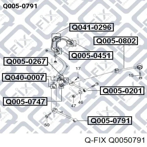 Сайлентблок заднього поперечного важеля Q0050791 Q-fix