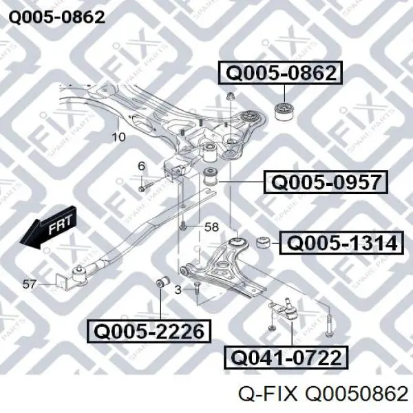 Q0050862 Q-fix сайлентблок (подушка передней балки (подрамника))