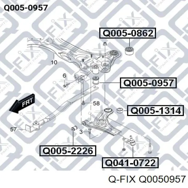 Q0050957 Q-fix сайлентблок (подушка передней балки (подрамника))