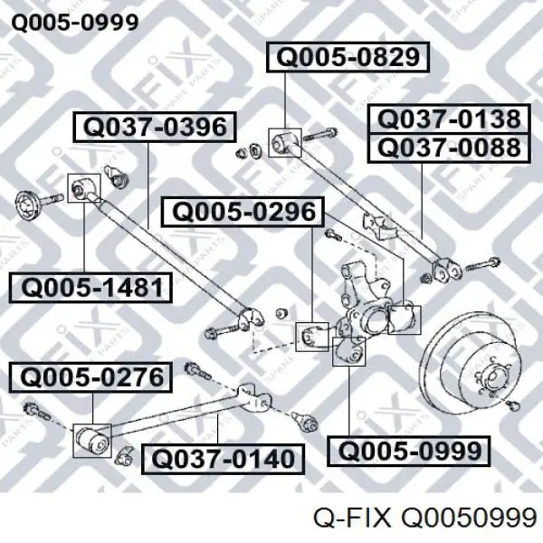 Q0050999 Q-fix bloco silencioso do pino de apoio traseiro