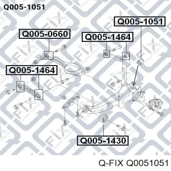 Q0051051 Q-fix bloco silencioso traseiro de braço oscilante traseiro longitudinal