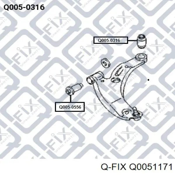 Сайлентблок заднего продольного рычага передний Q0051171 Q-fix