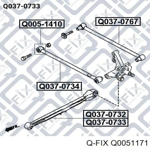 Сайлентблок заднього поздовжнього важеля, передній Q0051171 Q-fix