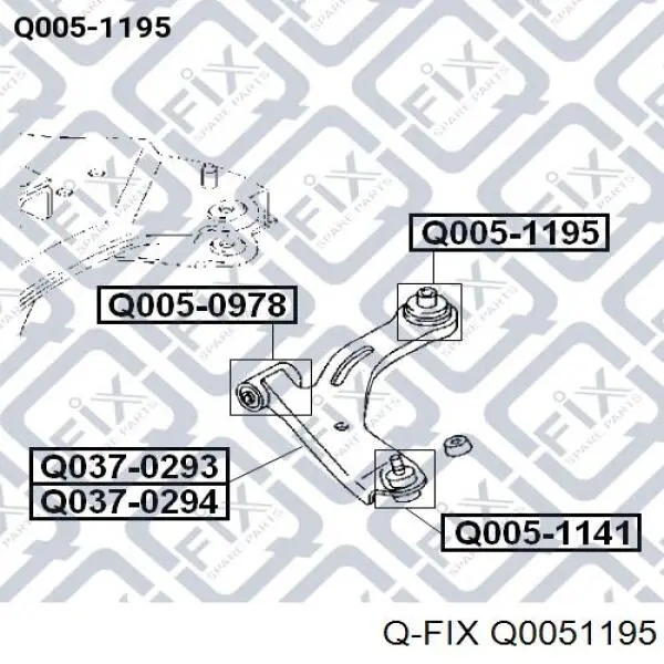 Сайлентблок переднего нижнего рычага Q0051195 Q-fix