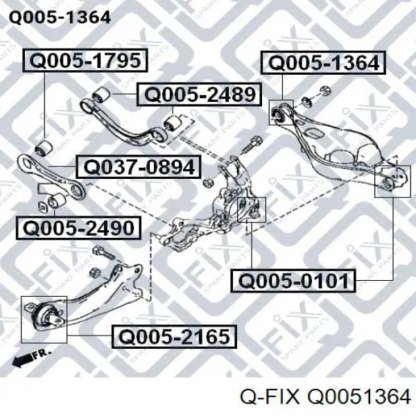 Сайлентблок заднего нижнего рычага Q0051364 Q-fix