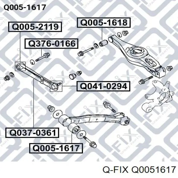 Сайлентблок заднего продольного нижнего рычага Q0051617 Q-fix