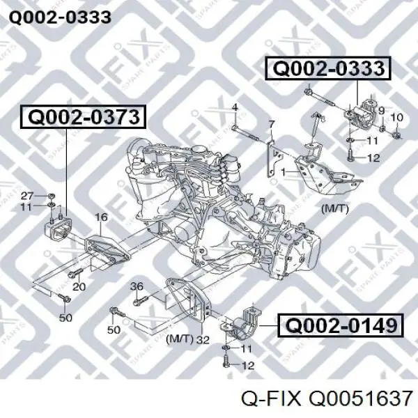 Bloco silencioso de viga traseira (de plataforma veicular) Q-fix Q0051637