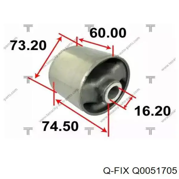 Q005-1705 Q-fix bloco silencioso do braço oscilante inferior traseiro longitudinal