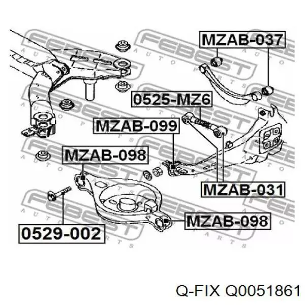 Сайлентблок заднего продольного рычага передний Q0051861 Q-fix