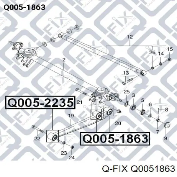 Сайлентблок заднего продольного рычага задний Q0051863 Q-fix