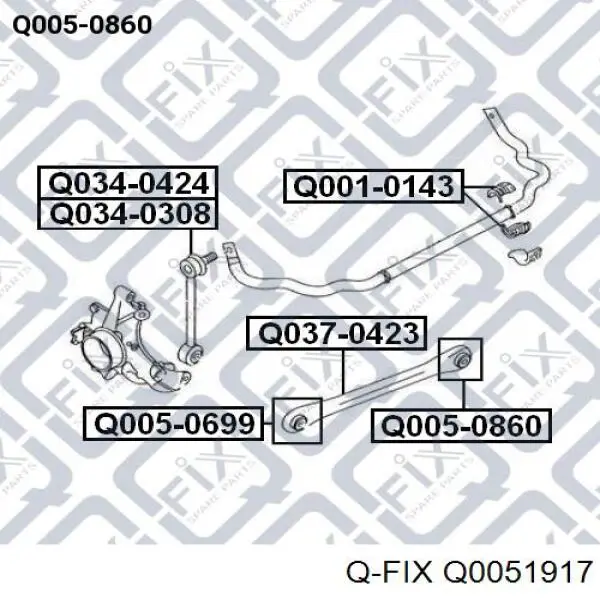 Сайлентблок заднего нижнего рычага Q0051917 Q-fix